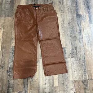 J.Crew Slide-Leg Faux Leather‎ Pants Brown Sugar